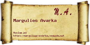 Margulies Avarka névjegykártya